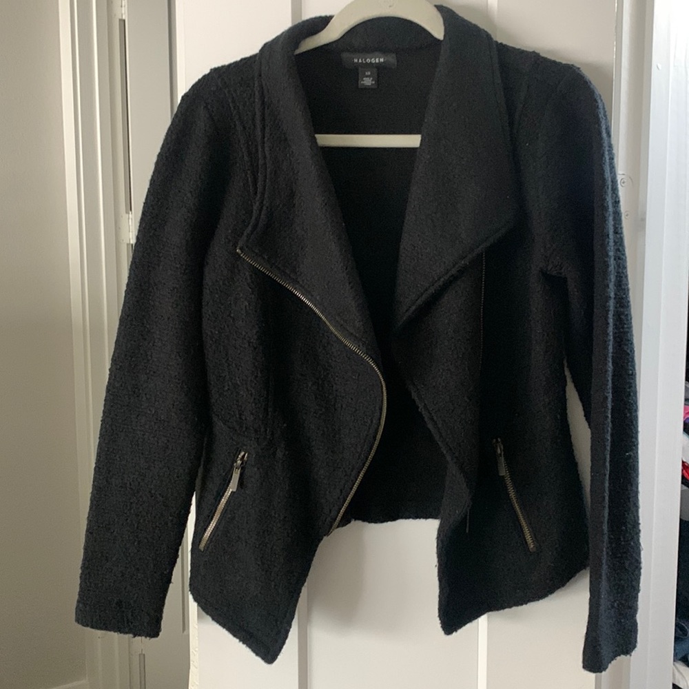Halogen knit moto jacket